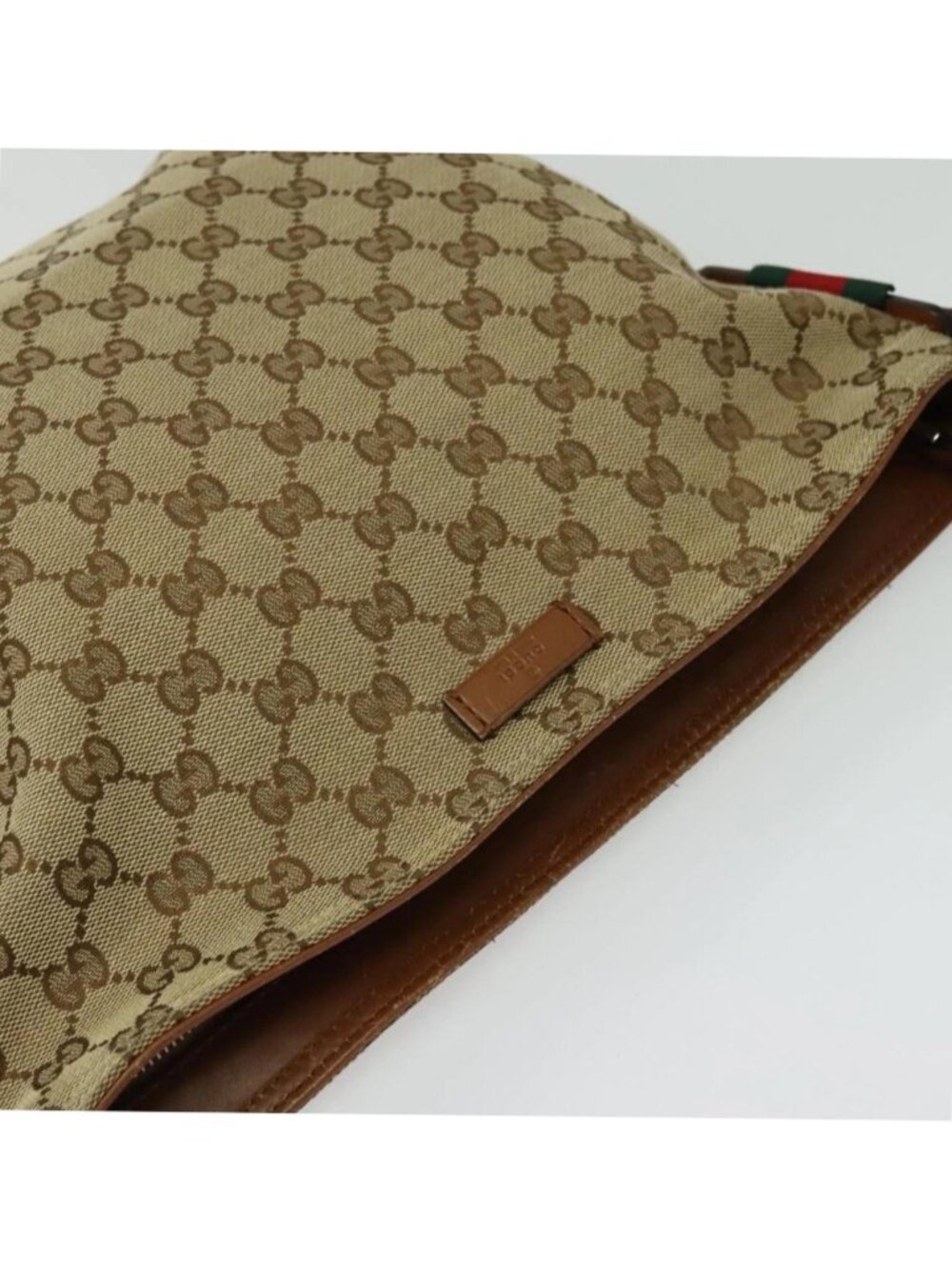 Authentic Gucci GG Supreme Monogram Brown Leather Crossbody/Messenger Bag - Picture 7 of 16
